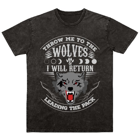 Grey Wolf Pack Attitude Quote Mineral Wash T Shirts