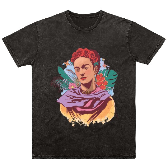 FRIDA KAHLO COLOR PORTRAIT Mineral Wash T Shirts