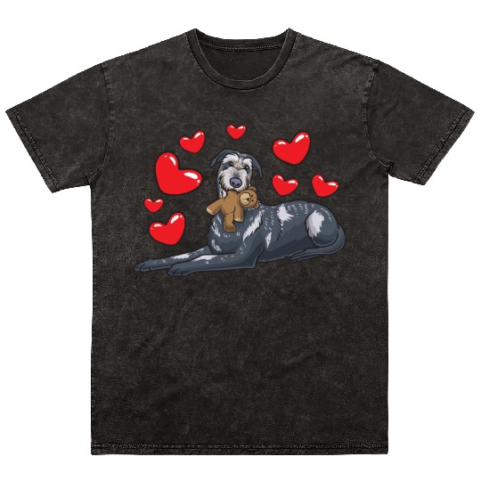 Irish Wolfhound Dog With Stuffed Animal Mineral Wash T Shirts