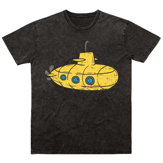 Us Navy Yellow Cartoon Submarine Cute Submariner B Mineral Wash T Shirts