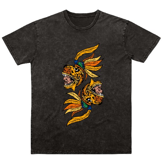Aztec Warior Jaguar Maya Inca Culture Mineral Wash T Shirts
