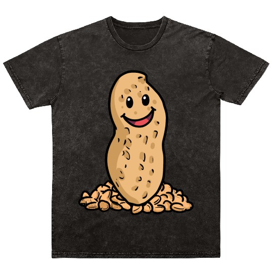 happy Peanuts Nuts Kids Baby Snack Illustration Mineral Wash T Shirts