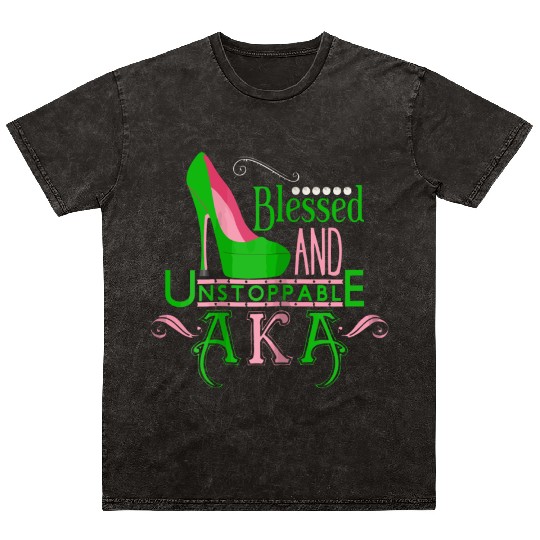 Womens AKA inspired Blessed AKA AKA sorority Alpha Mineral Wash T Shirts