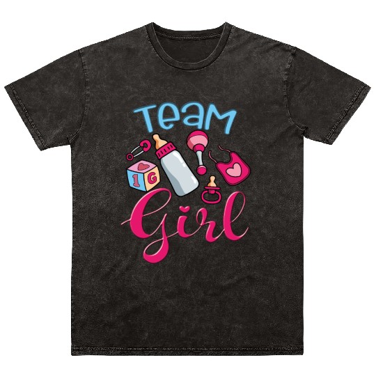 Cute Team Girl, Gender Reveal, It's A Baby Girl Mineral Wash T Shirts