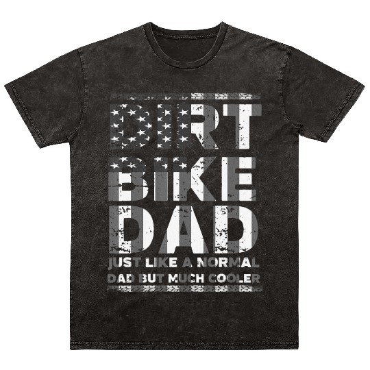 DIRT BIKE DAD Bike Motocross Enduro US Flag Mineral Wash T Shirts