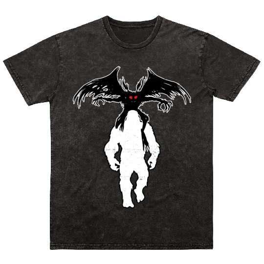 Bigfoot Riding Mothman - Funny Sasquatch Myth Mineral Wash T Shirts