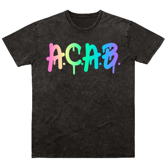 ACAB Rainbow Drip Mineral Wash T Shirts