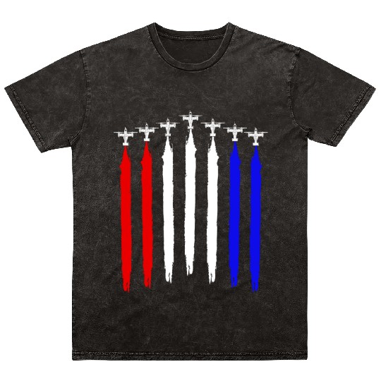 V-22 Osprey Helicopter Red White Blue Contrails Mineral Wash T Shirts