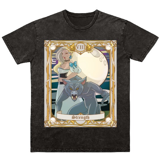 Strength Tarot Card, Major Arcana Anime Vampire Mineral Wash T Shirts