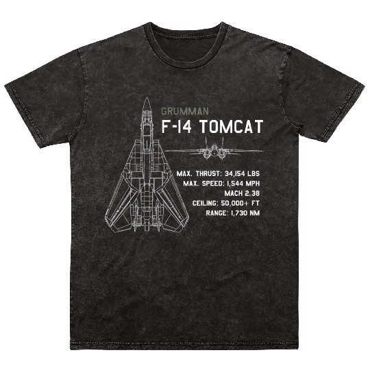 F 14 Tomcat Schematics Mineral Wash T Shirts