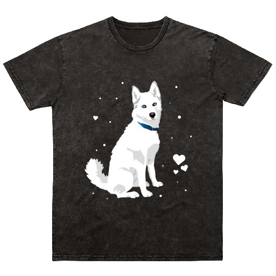 Cute White Siberian Husky Sweet White Snow Dog Mineral Wash T Shirts