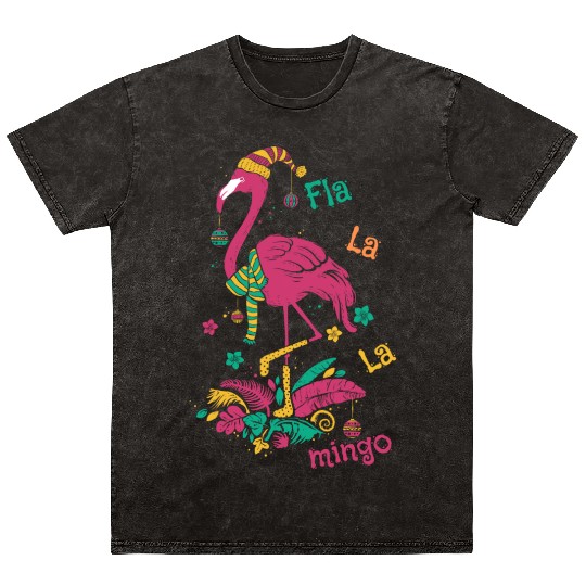 Christmas Flamingo Merry Christmas Mineral Wash T Shirts