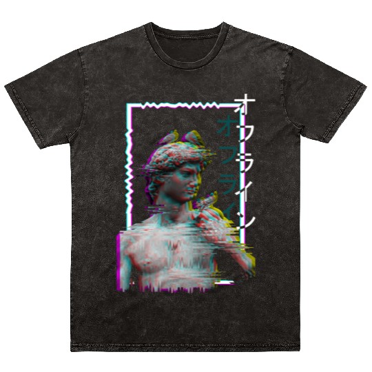 Greek Statue Ancient Vaporwave Synthwave Glitch Mineral Wash T Shirts