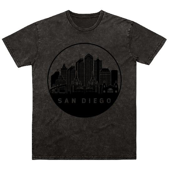 San Diego California Skyline Mineral Wash T Shirts