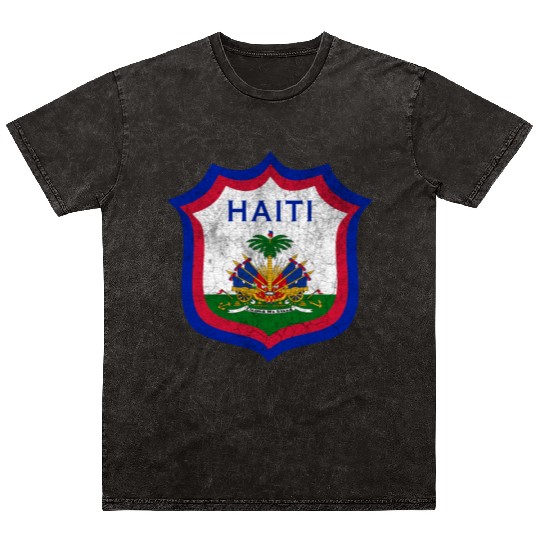 Haiti Crest Design Mineral Wash T Shirts