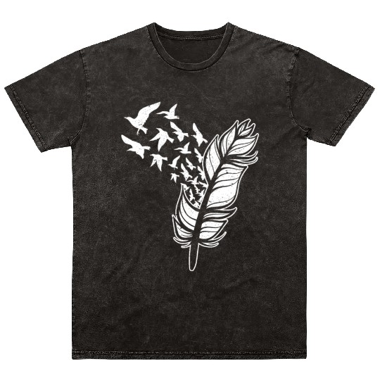 White Doves Feather Peace Freedom Media Writer Mineral Wash T Shirts