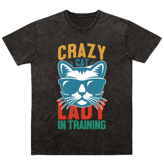 Crazy cat lady Mineral Wash T Shirts