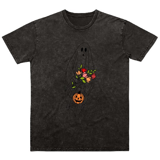 Halloween Ghost Party Autumn Trick Pumpkin Gift Mineral Wash T Shirts