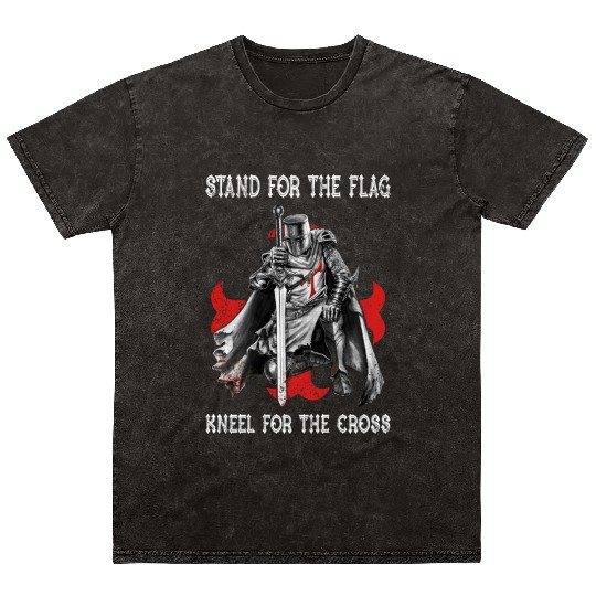 Stand for the Flag Kneel for the Cross Knight Mineral Wash T Shirts