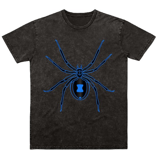 Black Widow Blue Design Mineral Wash T Shirts