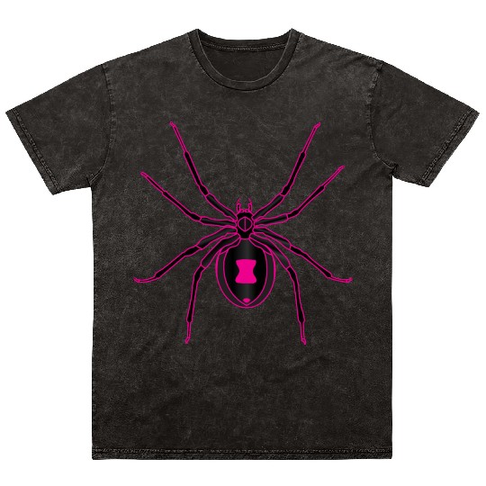 Black Widow Pink Design Mineral Wash T Shirts