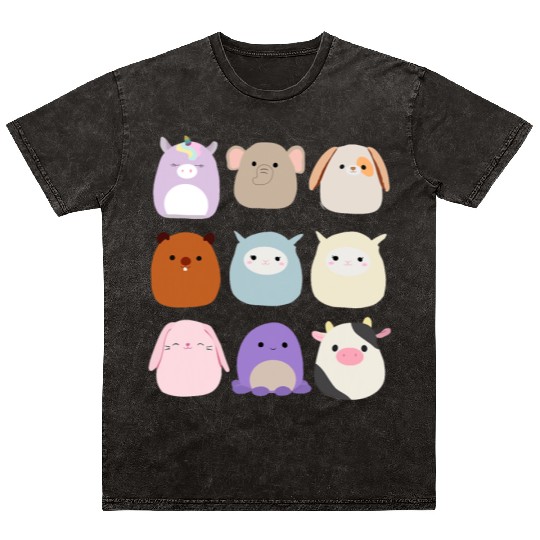 Cute Unicorn Set Card Squishmallow For Boy Girl Co Mineral Wash T Shirts