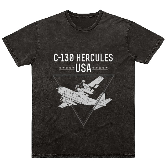 C 130 Hercules US Airborne Fighter Pilot Mineral Wash T Shirts
