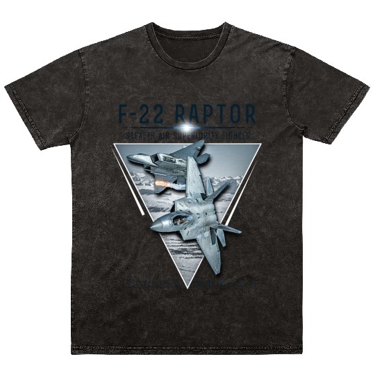 F 22 Raptor US Airborne Fighter Pilot Mineral Wash T Shirts