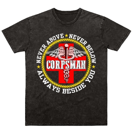 Corpsman Devil Doc Corpsman US Army Mineral Wash T Shirts