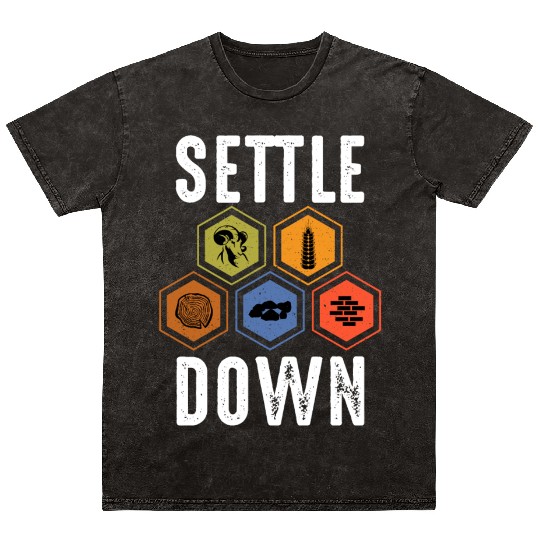 Settle Down Board Game Night Settle Trade Build Mineral Wash T Shirts