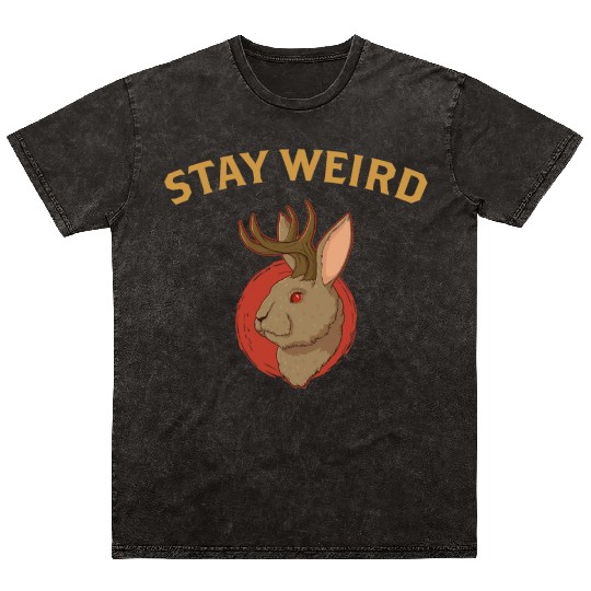 Stay Weird Cryptozoology Cryptid Jackalope product Mineral Wash T Shirts