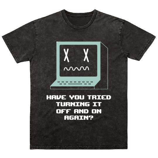 Computer Restart Geek Pun Apparel Mineral Wash T Shirts