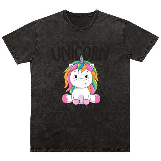 Unicorn I Wish I Was A Unicorn Then I Could Stab I Mineral Wash T Shirts