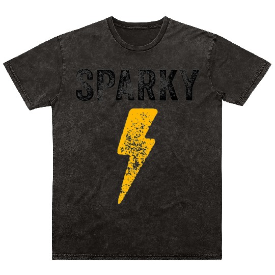 Electrician Funny Sparky Nickname Lightning Bolt Mineral Wash T Shirts