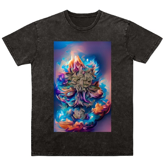 Aqua Enamelled Gooey Kaleidoscopic Nug Flower Weed Mineral Wash T Shirts