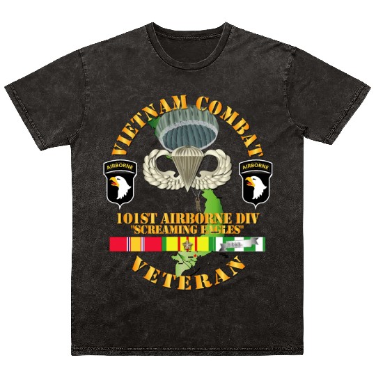 Army Vietnam Combat Veteran w 101st Airborne Div S Mineral Wash T Shirts
