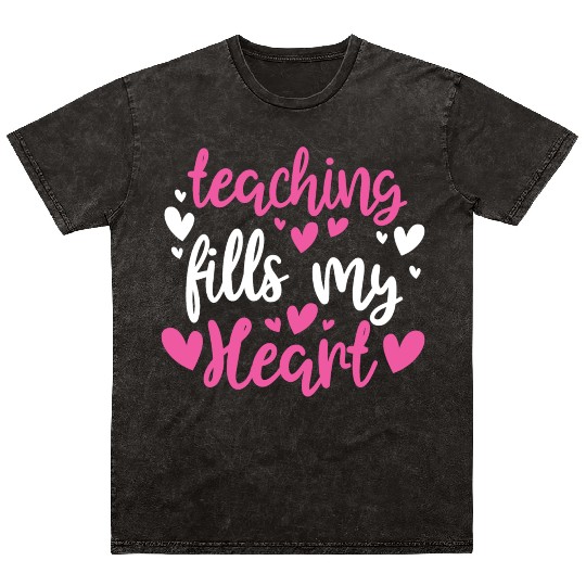 His and Her Valentine Gift Teacher Teaching Fills Mineral Wash T Shirts