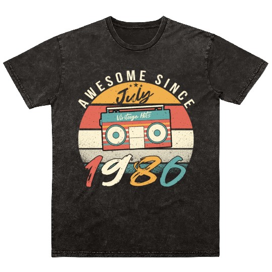 Building Year 1986 In July Mineral Wash T Shirts