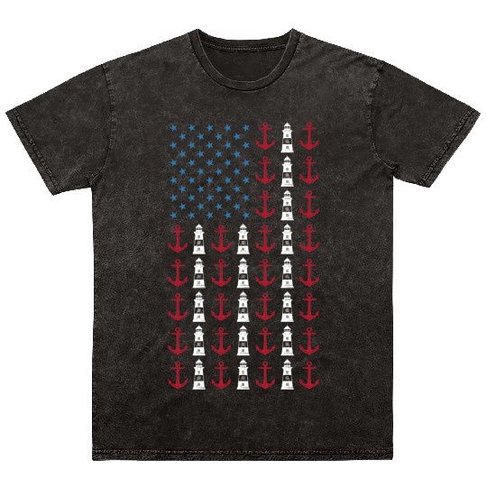 Boating American Flag 4th of July Merica USA Mineral Wash T Shirts