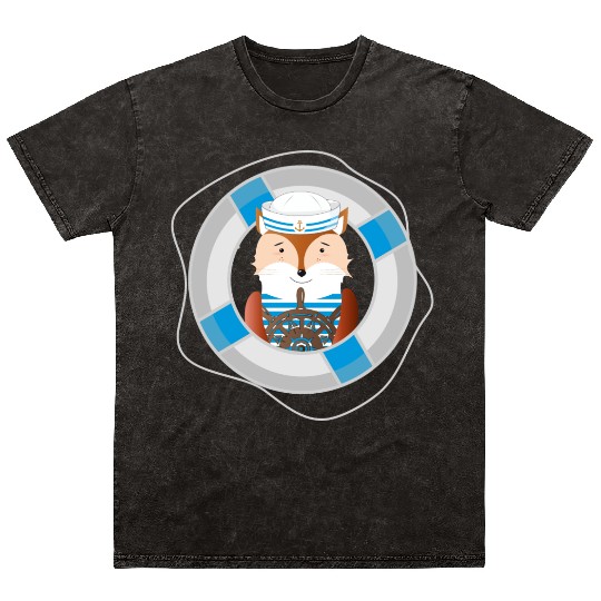 cute fox as a sailor in marine look Mineral Wash T Shirts