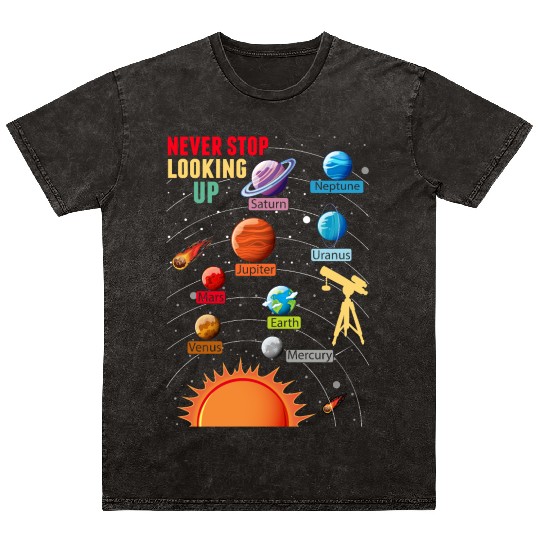 Telescope Solar System Planets Astronomy Lover Mineral Wash T Shirts