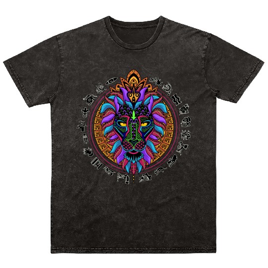 Lion Head Colorful Mineral Wash T Shirts