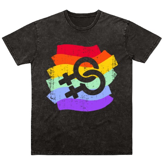 LGBT LGBTQ Rainbow Flag Women Mineral Wash T Shirts