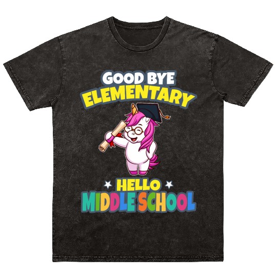 Good Bye Elementary Hello Middle School Graduation Mineral Wash T Shirts