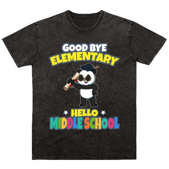 Good Bye Elementary Hello Middle School Graduation Mineral Wash T Shirts