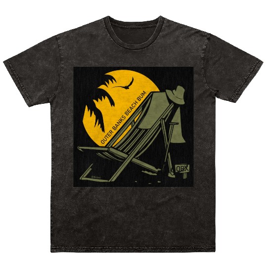 OBX Beach B OBX Army Green Black Vintage Mineral Wash T Shirts