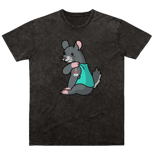 I Love Mom Tattoo Chinchilla Mineral Wash T Shirts