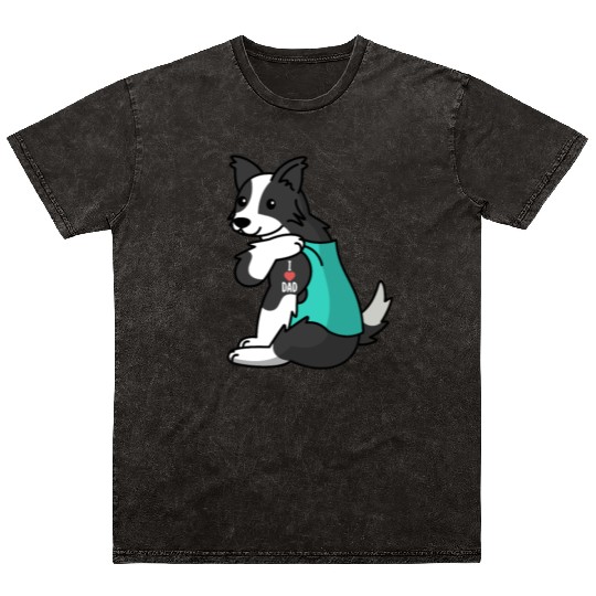 I Love Dad Border Collie Mineral Wash T Shirts