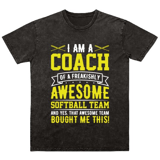I'm a Coach of an Awesome Softball Team Funny Mineral Wash T Shirts