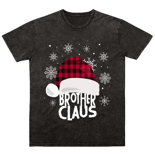Brother Claus Christmas Buffalo Plaid Santa Hat Mineral Wash T Shirts